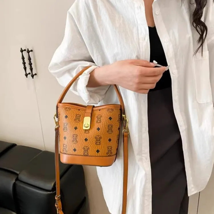 TTaG．baG PU Bucket Bags Crossbody Bag Shoulder Bag Women's Brown-2