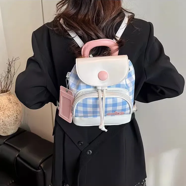 TTaG．baG PU Backpack Regular Women's Blue/Pink/Black-2