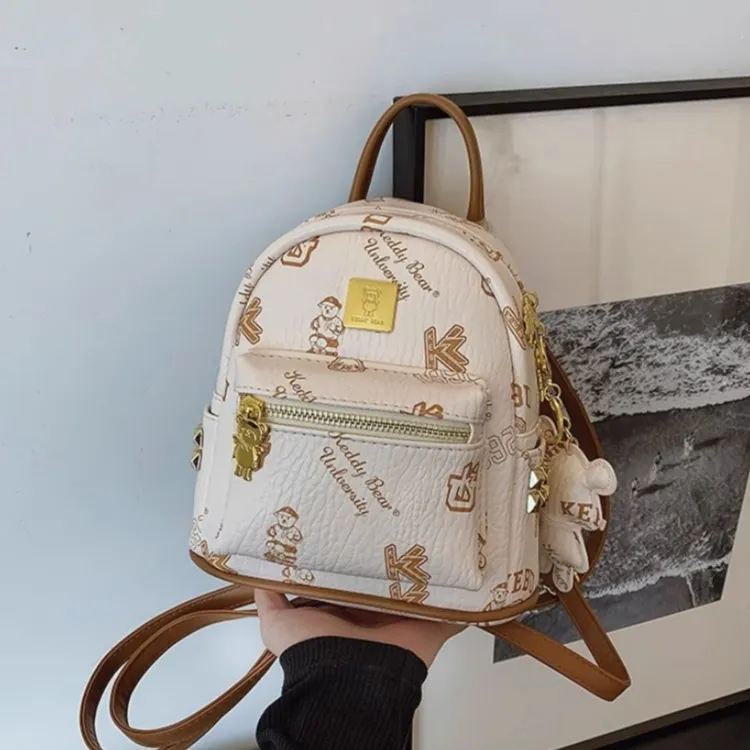 TTaG．baG PU Backpack Women's White/Pink/Brown/Black-3