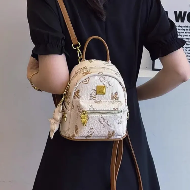 TTaG．baG PU Backpack Women's White/Pink/Brown/Black-1