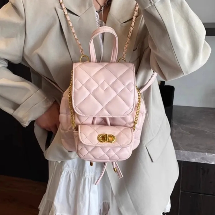 TTaG．baG PU Backpack Women's White/Pink/Black-6