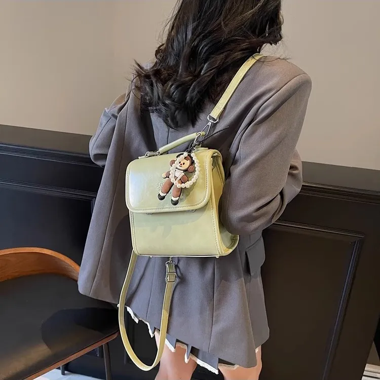 TTaG．baG PU Backpack Regular Women's Black/Green/Silver/Ecru-15