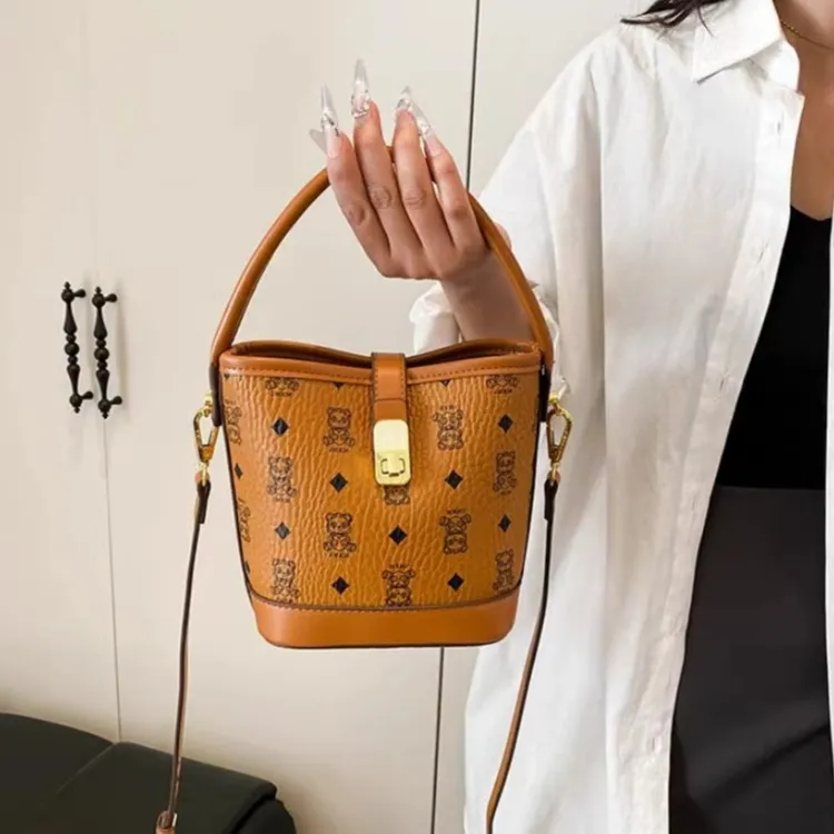 TTaG．baG PU Bucket Bags Crossbody Bag Shoulder Bag Women's Brown-1