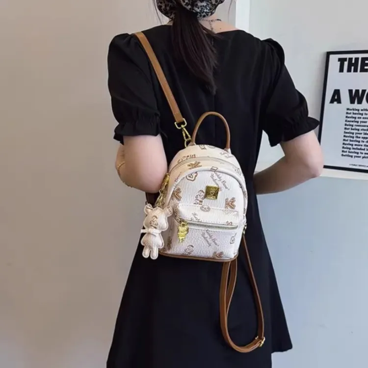 TTaG．baG PU Backpack Women's White/Pink/Brown/Black-2