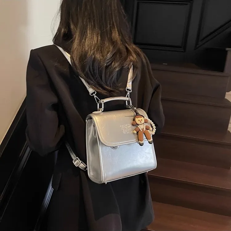 TTaG．baG PU Backpack Regular Women's Black/Green/Silver/Ecru-7