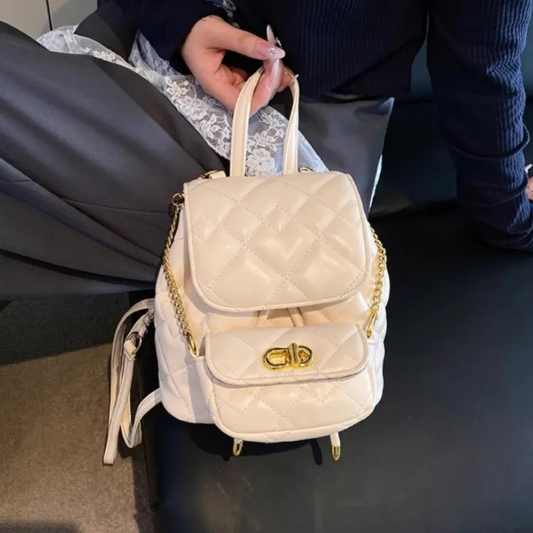 TTaG．baG PU Backpack Women's White/Pink/Black-2