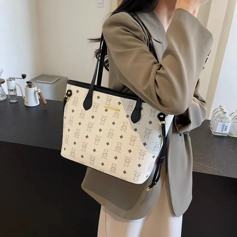 TTaG．baG PU Tote Bag Shopping Bag Crossbody Bag Shoulder Bag Women's Black/White/Pink/Brown/Black White-21
