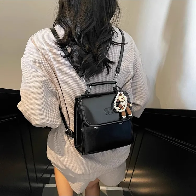 TTaG．baG PU Backpack Regular Women's Black/Green/Silver/Ecru-10