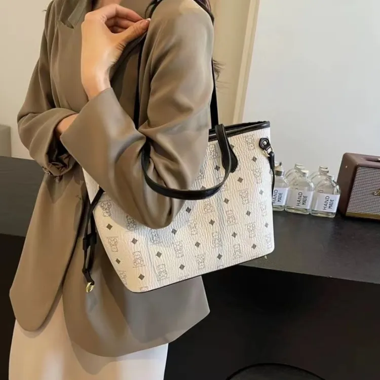 TTaG．baG PU Tote Bag Shopping Bag Crossbody Bag Shoulder Bag Women's Black/White/Pink/Brown/Black White-23