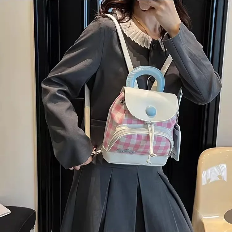 TTaG．baG PU Backpack Regular Women's Blue/Pink/Black-6
