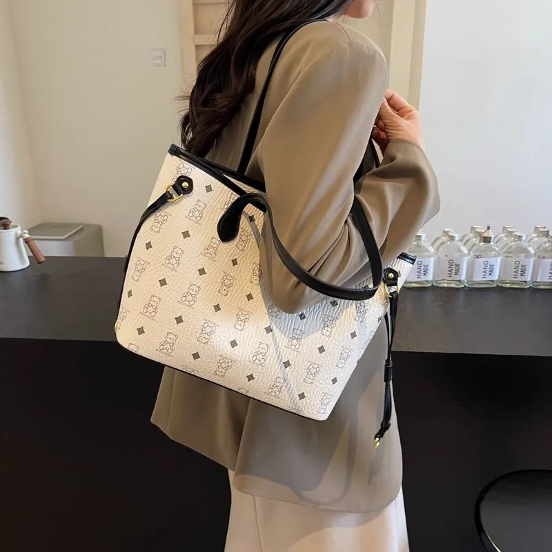 TTaG．baG PU Tote Bag Shopping Bag Crossbody Bag Shoulder Bag Women's Black/White/Pink/Brown/Black White-20