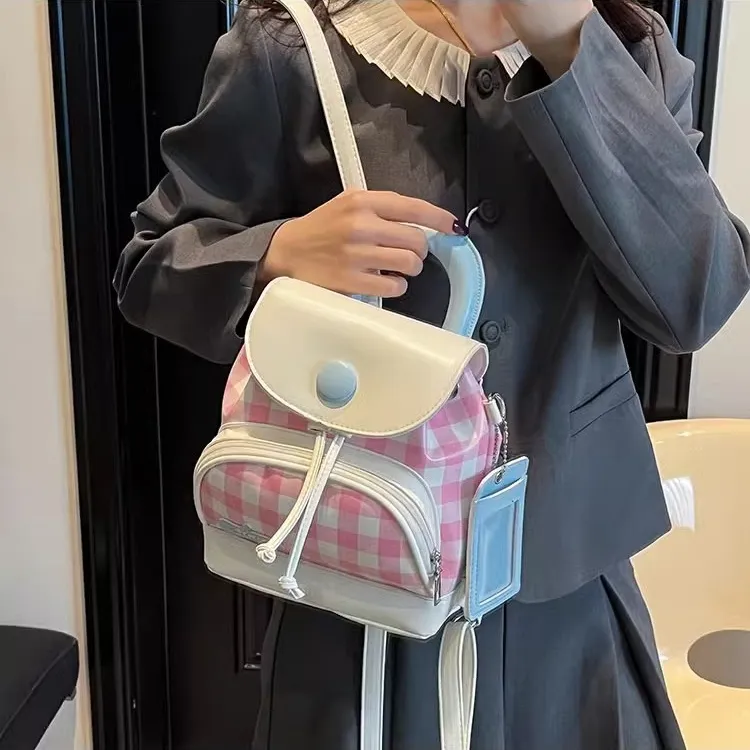 TTaG．baG PU Backpack Regular Women's Blue/Pink/Black-7