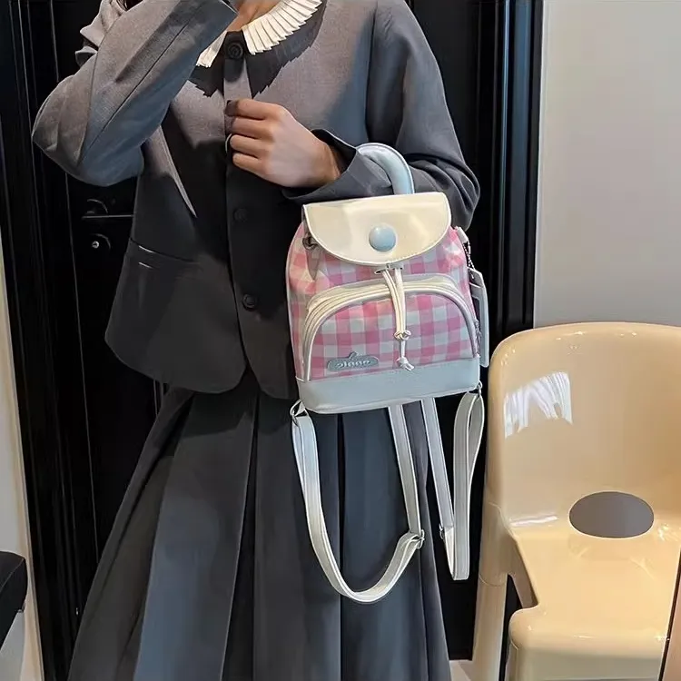 TTaG．baG PU Backpack Regular Women's Blue/Pink/Black-5