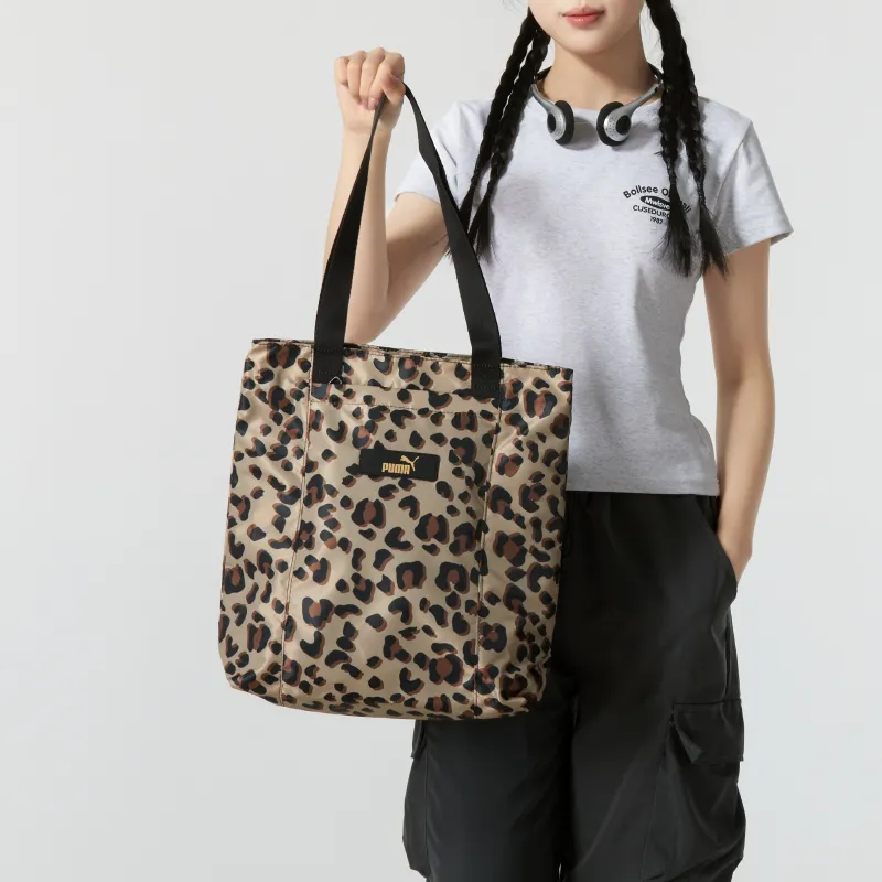PUMA Fabric Tote Bag Shopping Bag Handbag Regular Women's Leopard-6