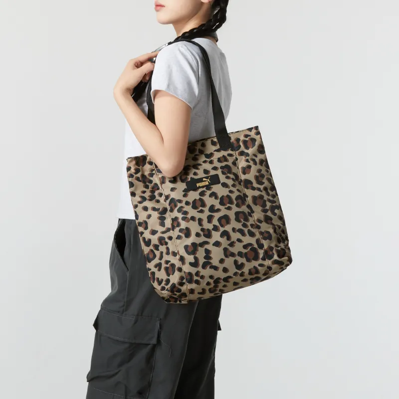 PUMA Fabric Tote Bag Shopping Bag Handbag Regular Women's Leopard-4