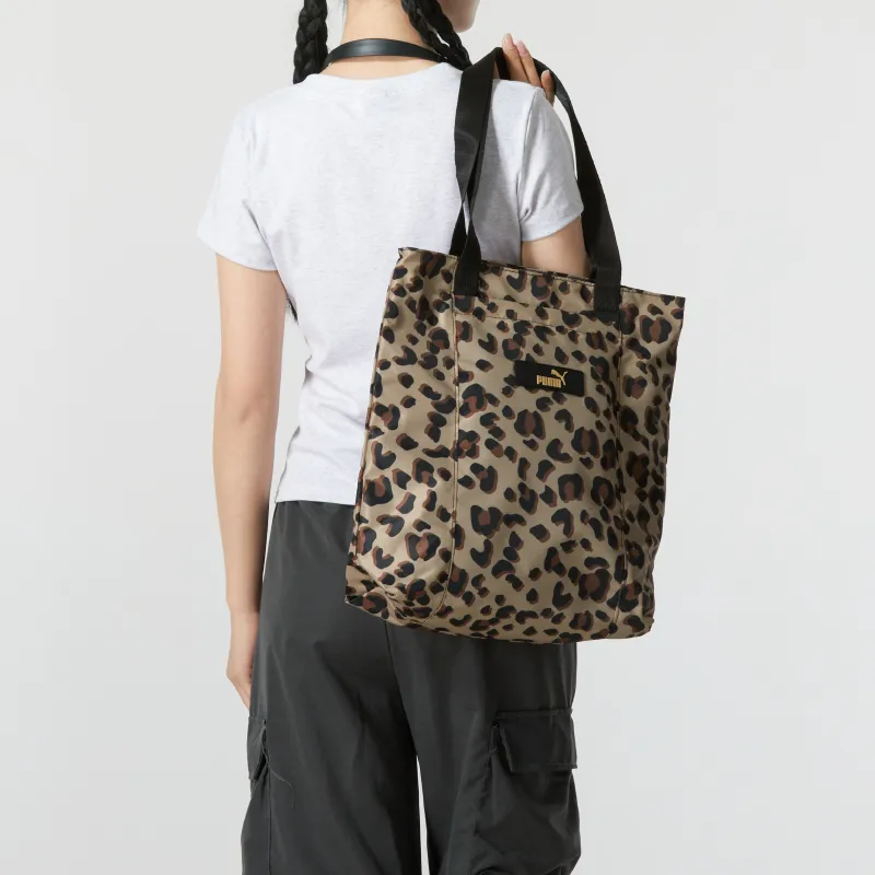 PUMA Fabric Tote Bag Shopping Bag Handbag Regular Women's Leopard-5