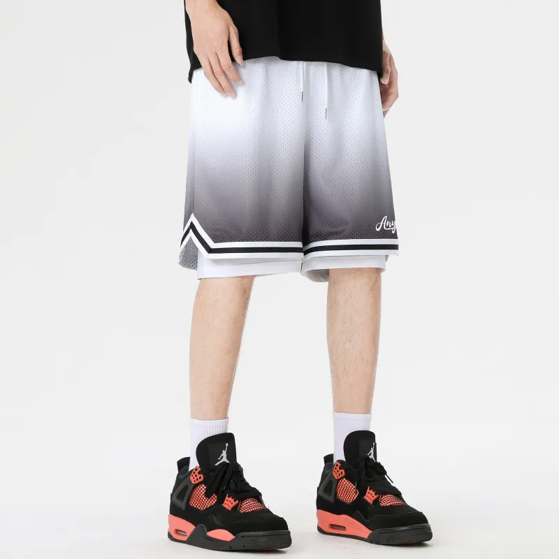 Anywalk Basketball Shorts Unisex Black White Gradient-4