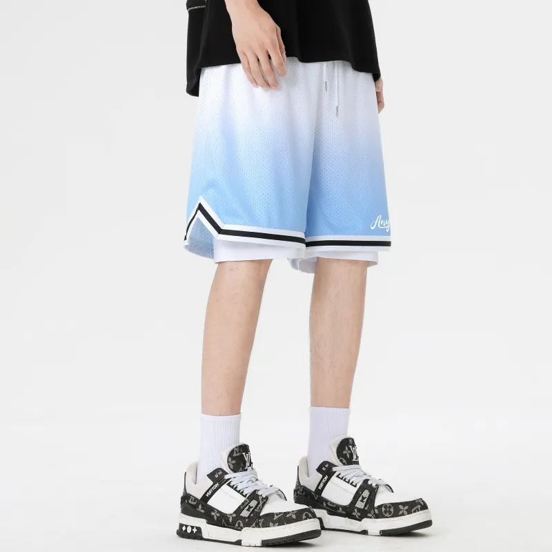 Anywalk Basketball Shorts Unisex Black White Gradient-9