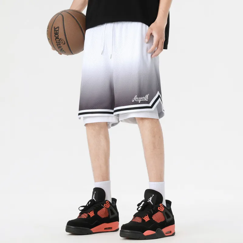Anywalk Basketball Shorts Unisex Black White Gradient-2