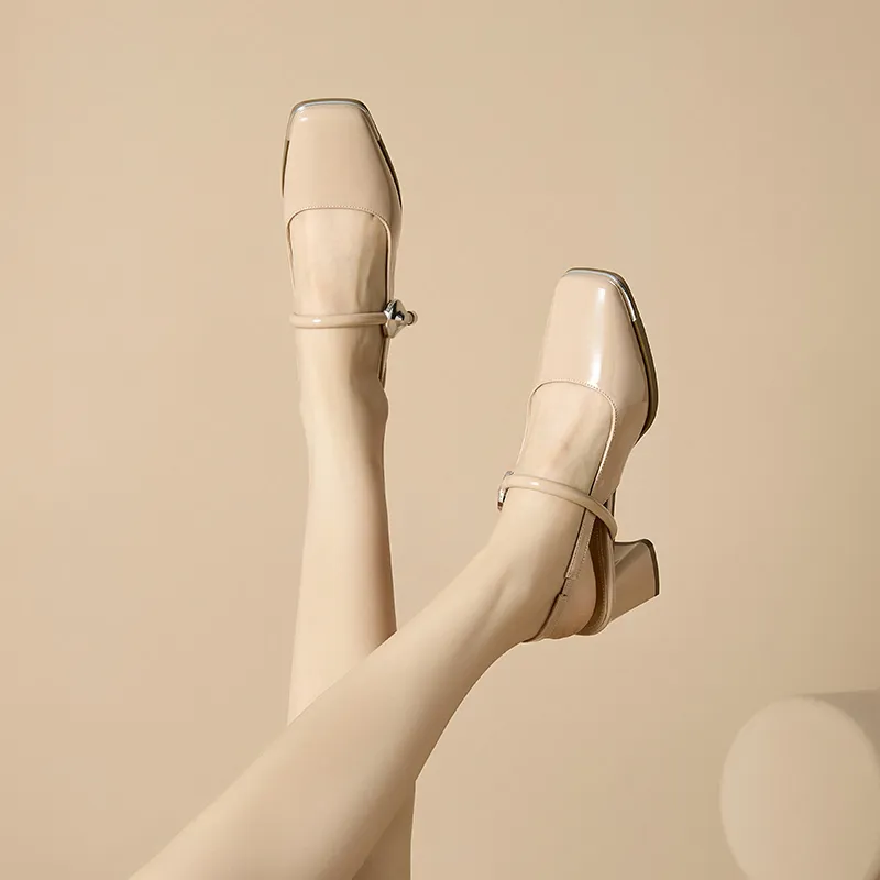 GNSJ Chunky Heel High Heels 6cm Women's Lotus Color-8
