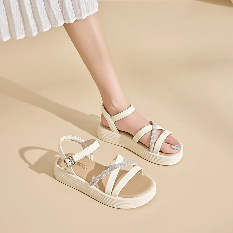 GNSJ Strap Sandals 4cm Women's Ecru-6