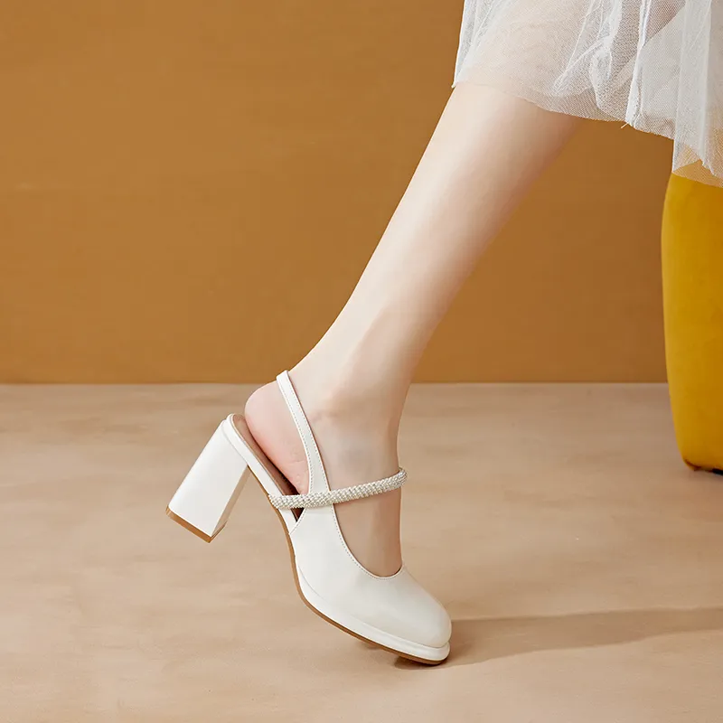 GNSJ Chunky Heel High Heels 8cm Women's-4
