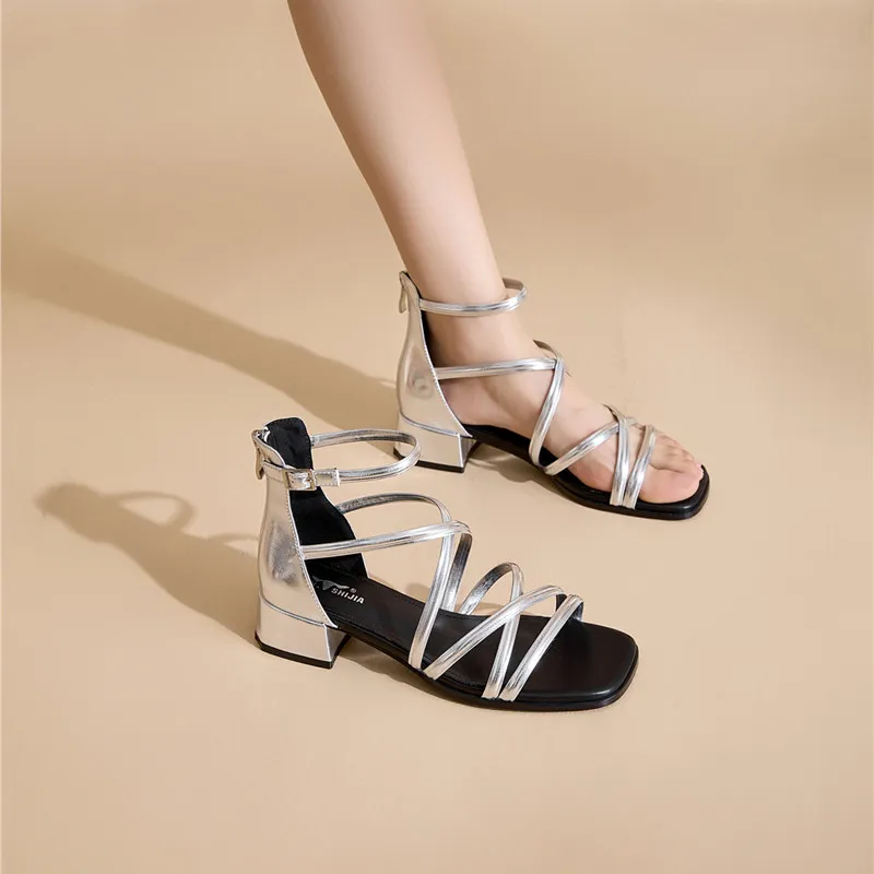 GNSJ Roman Sandals 4.5cm Women's Silver-6