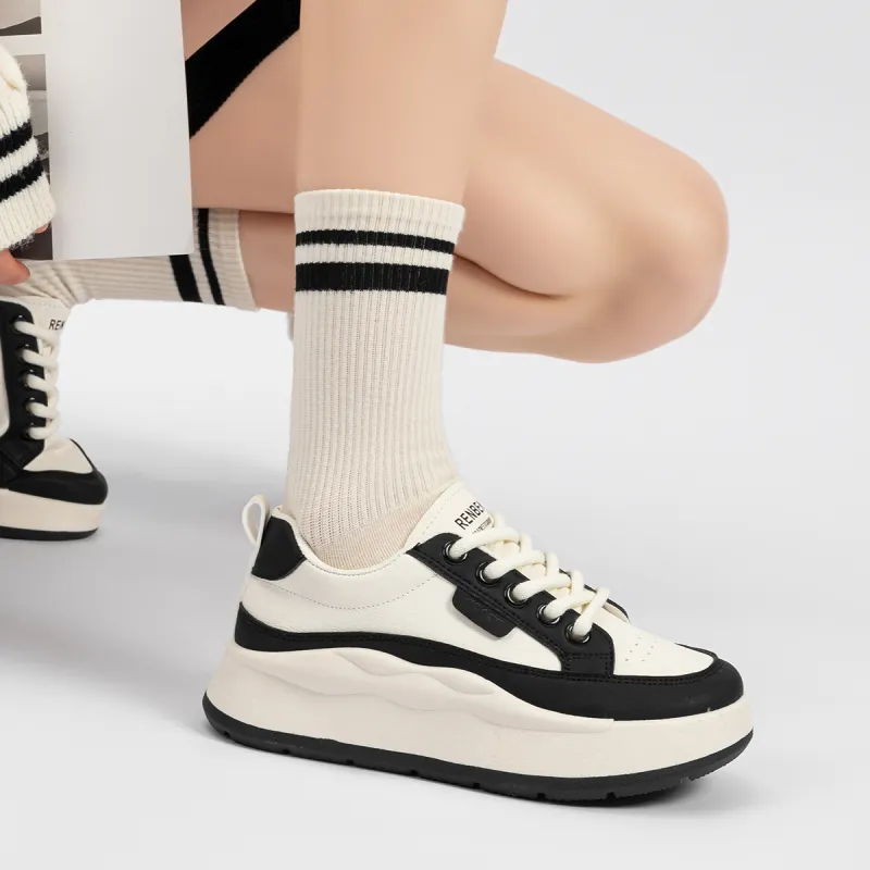 Humanism 1986 Chunky Sneakers Women's Low Top White/Black/White/White/Red/White/Khaki-11
