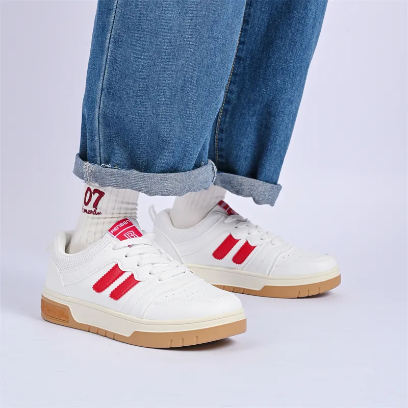 Humanism 1986 Skateboard Shoes Men Low Top White Red/White Black-6