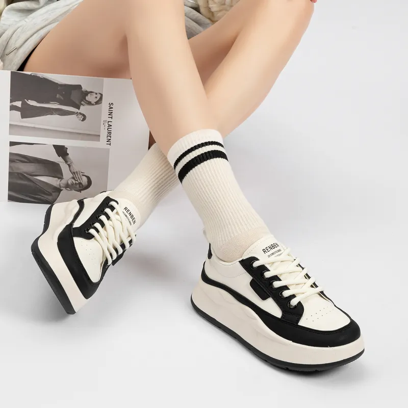 Humanism 1986 Chunky Sneakers Women's Low Top White/Black/White/White/Red/White/Khaki-7