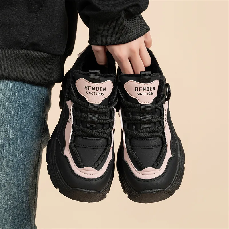 Humanism 1986 Chunky Sneakers Women's Low Top Black-6