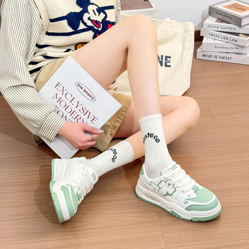 Humanism 1986 Skateboard Shoes Women's Low Top White Green/White Khaki/Pink White-5