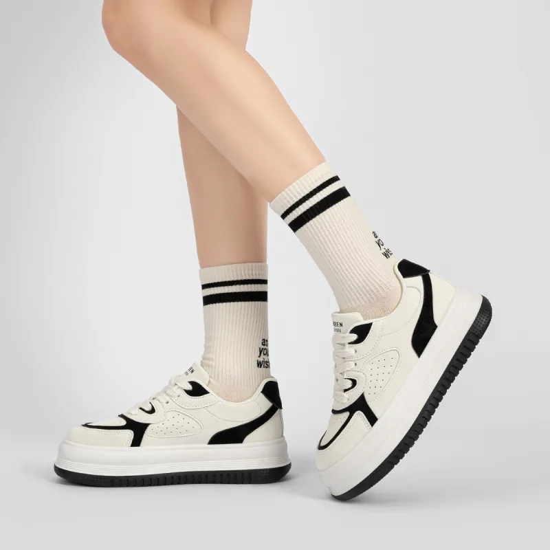 Humanism 1986 Wear-Resistant Lightweight Breathable Supportive Height Increasing Low-Top Skateboard Shoes Women's-4