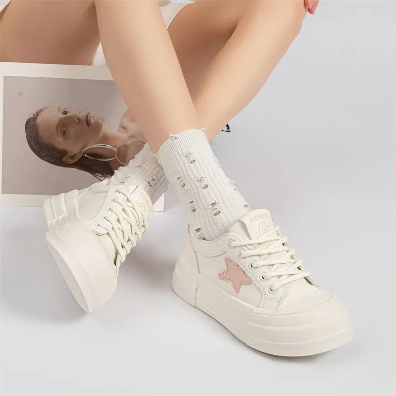 Humanism 1986 Skateboard Shoes Women's Low Top White Black/Pink White-17