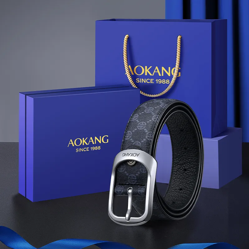 AOKANG Split Cow Leather Belts Men's 3.4CM-1