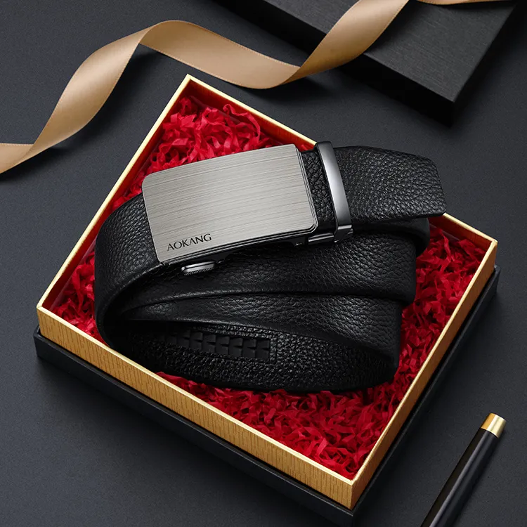 AOKANG Top Grain Cow Leather Belts Men's 3.5CM-8