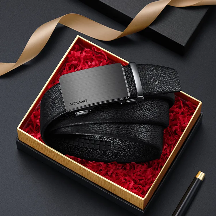 AOKANG Top Grain Cow Leather Belts Men's 3.5CM-3