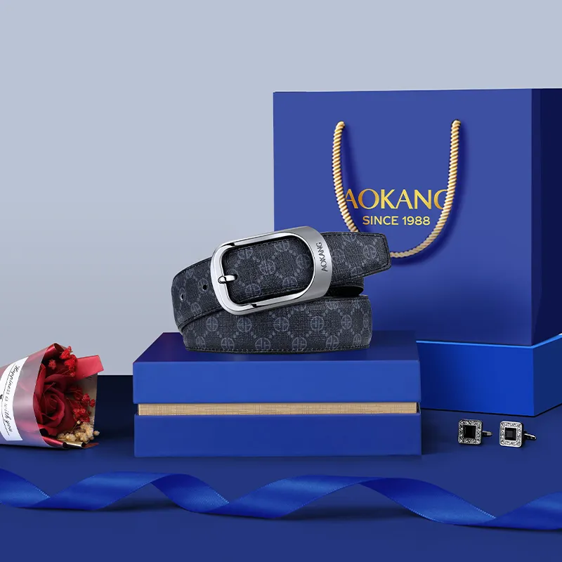 AOKANG Split Cow Leather Belts Men's 3.4CM-5