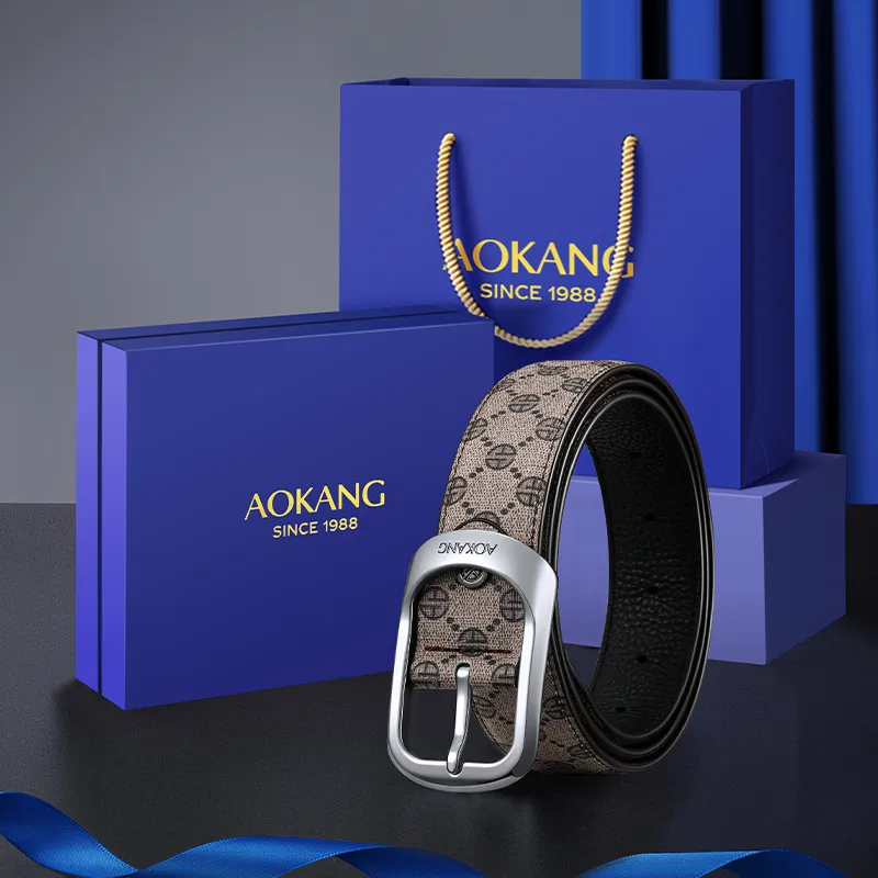 AOKANG Split Cow Leather Belts Men's 3.4CM-7