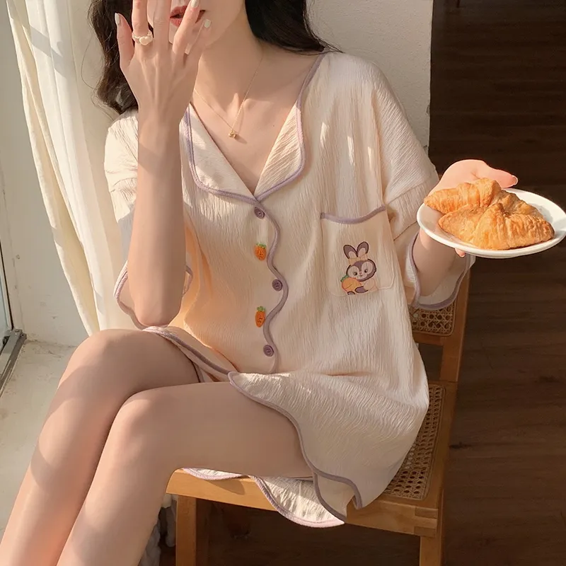 The Story Of The Flower Season Pajama Set Women's Apricot-5