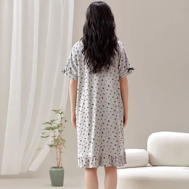 The Story Of The Flower Season Nightgown Women's Light Gray-1