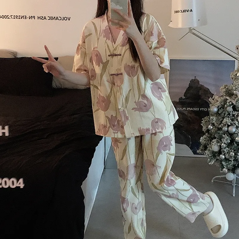 The Story Of The Flower Season Pajama Set Women's Multicolor-3
