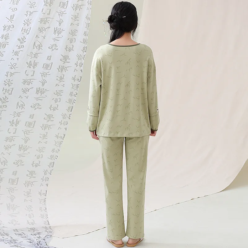 The Story Of The Flower Season Pajama Set Women's Light Green-1