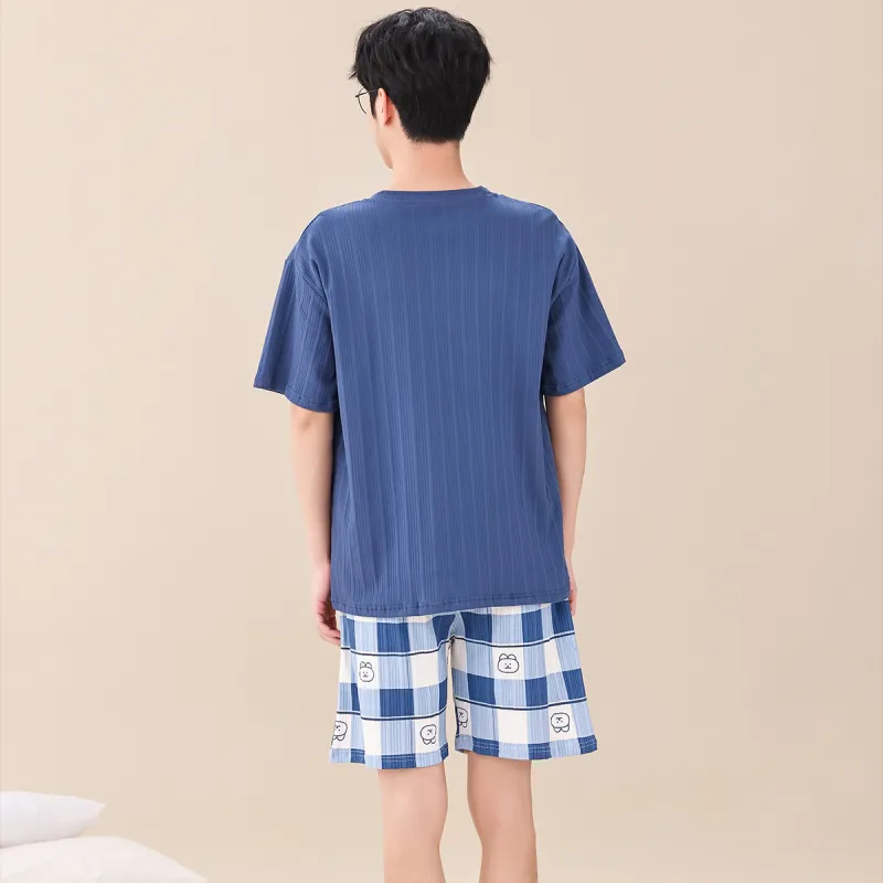 The Story Of The Flower Season Pajama Set Men's Blue-1