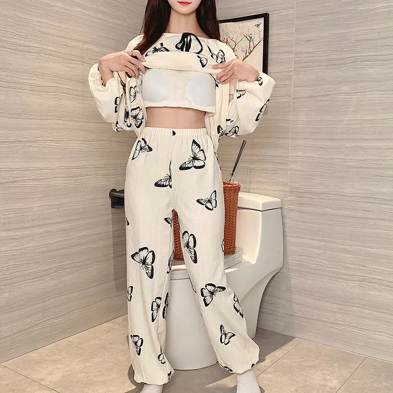 The Story Of The Flower Season Pajama Set Women's Ivory-4