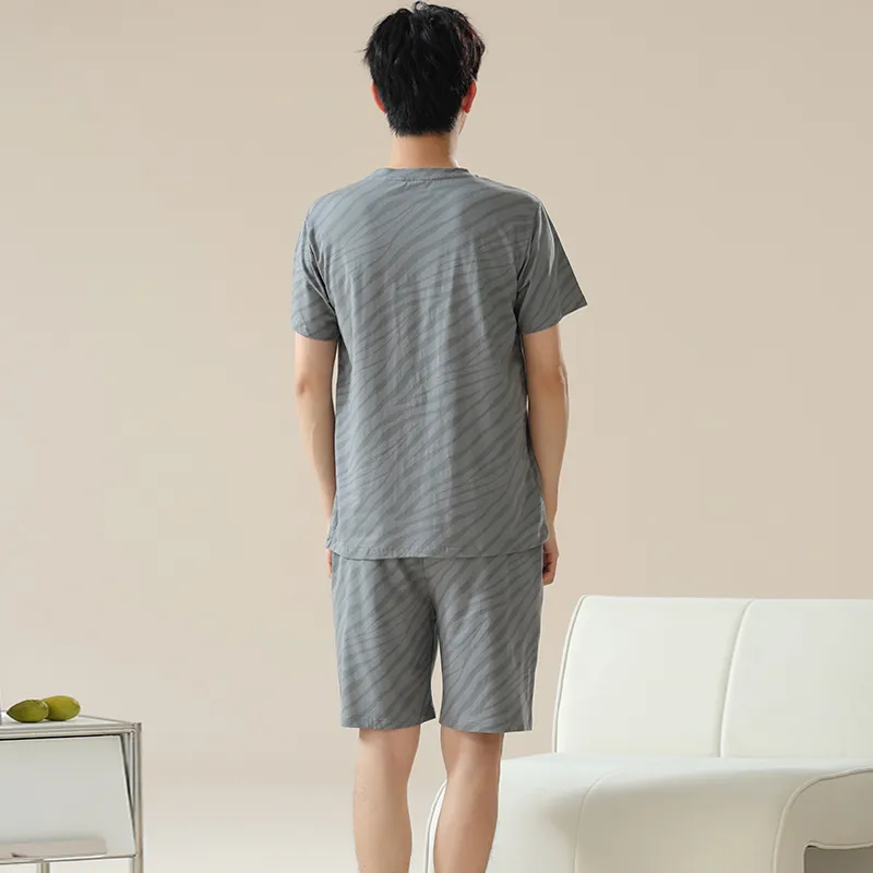 The Story Of The Flower Season Pajama Set Men's Light Gray-1