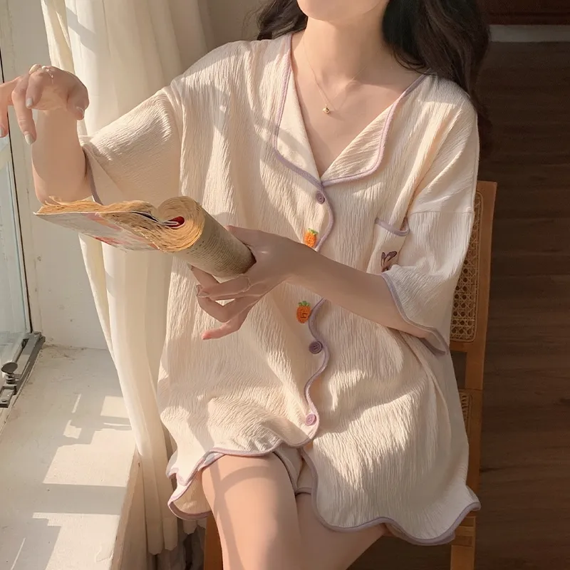 The Story Of The Flower Season Pajama Set Women's Apricot-4