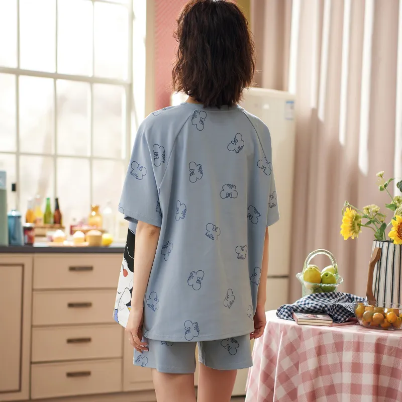 The Story Of The Flower Season Pajama Set Women's Light Blue-1