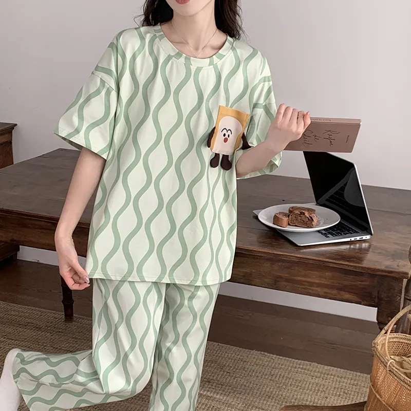 The Story Of The Flower Season Pajama Set Women's Light Green-1