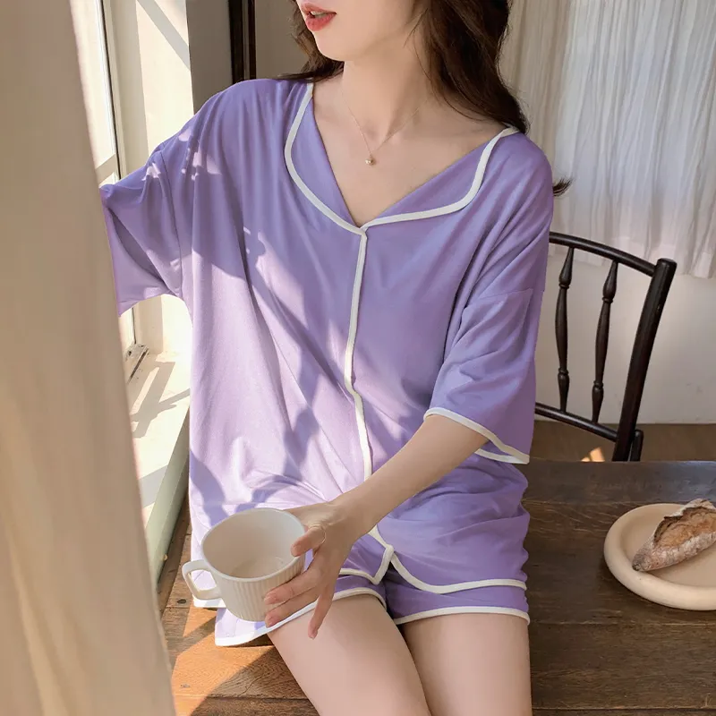 The Story Of The Flower Season Pajama Set Women's Light Purple-9